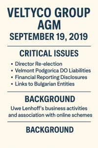 Veltyco Group AGM on September 19, 2019: Critical Oversights and Shareholder Concerns