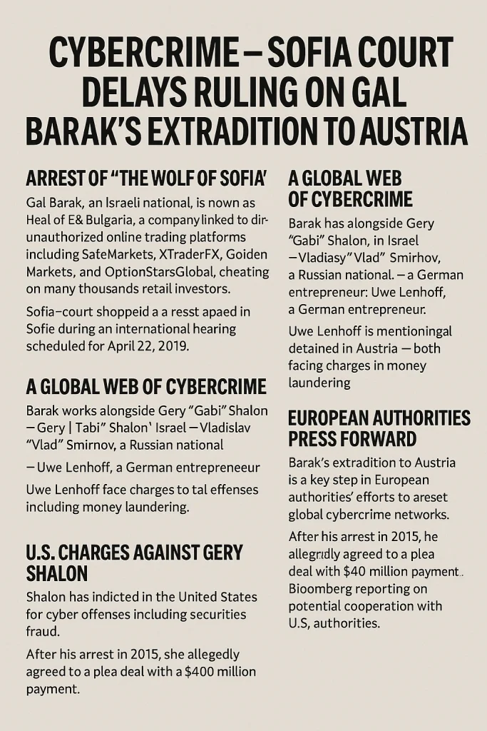 Cybercrime – Sofia Court Delays Ruling on Gal Barak’s Extradition to Austria