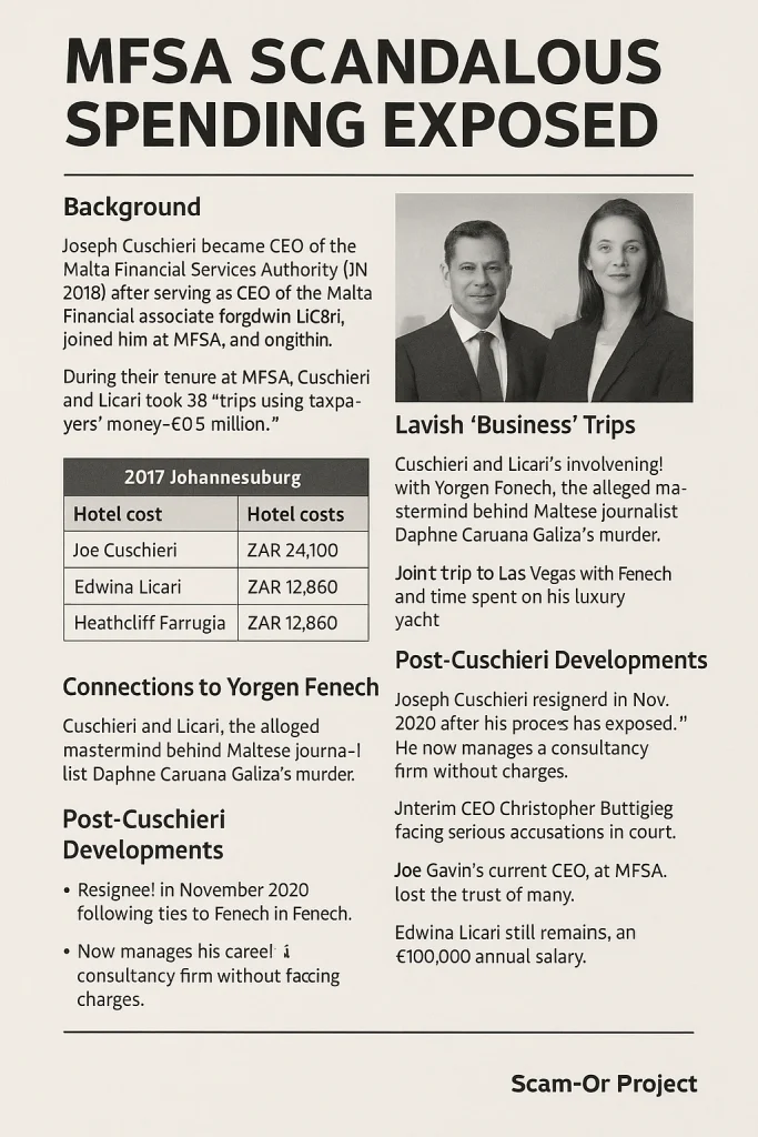 Lavish Spending and Close Ties: The Case of Joseph Cuschieri and Edwina Licari at Malta's Financial Regulators